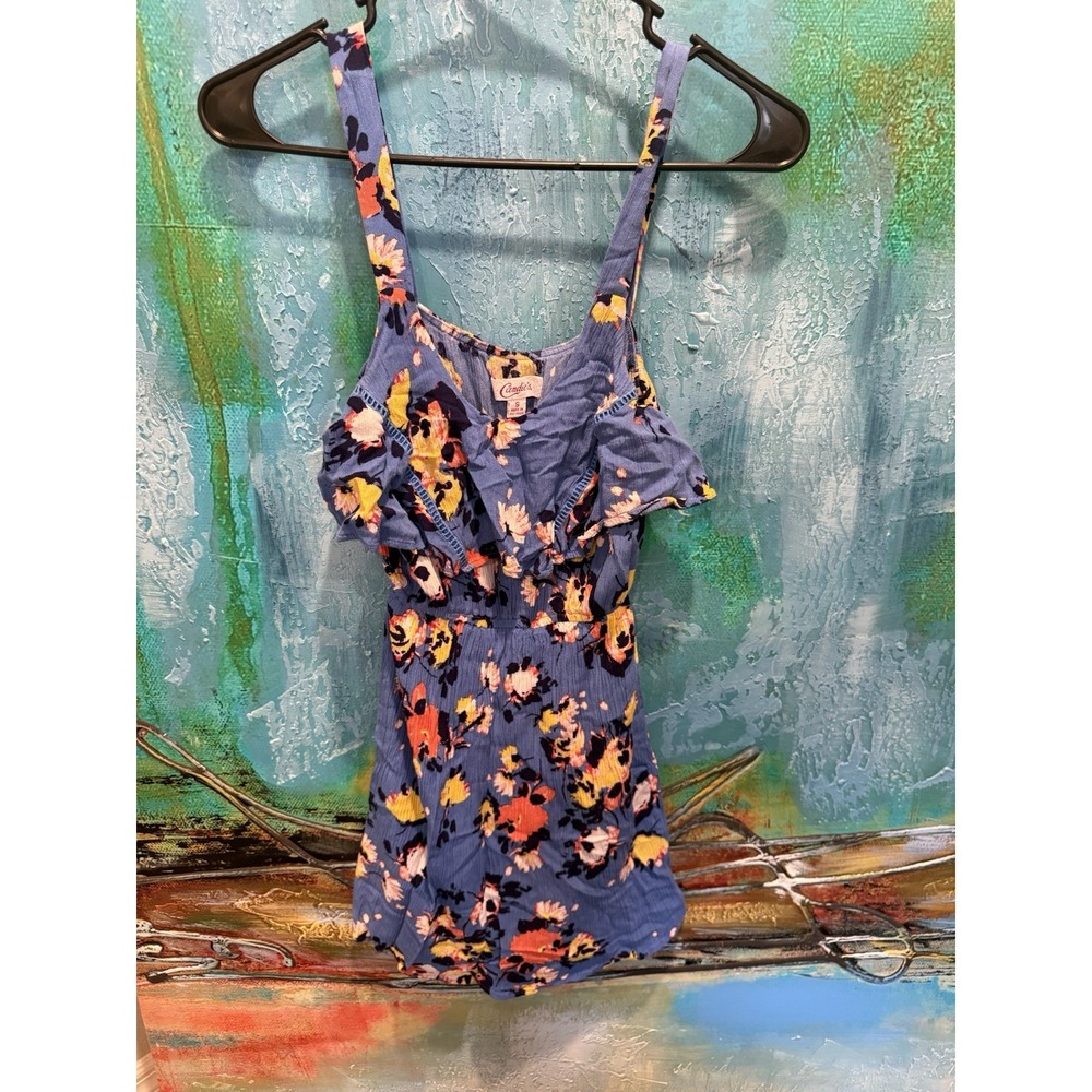 Candie's Blue Floral Ruffle‎ Dress – Sleeveless, Size Small